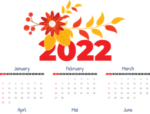 Printable 2022 Calendar transparent png images for New Year